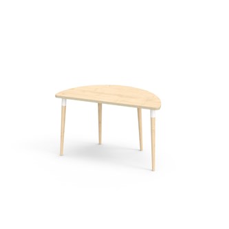 My bord laminat halvrundt 120x60 cm hvid manchet