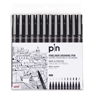 Fineliner Uni Pin 12 stk.