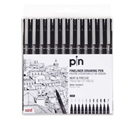 Fineliner Uni Pin 12 stk.