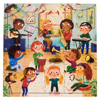 Puslespil med forskellige musikinstrumenter