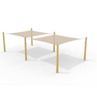 Lekolar dobbelt solsejl m/stolper 7,2x3,6 m