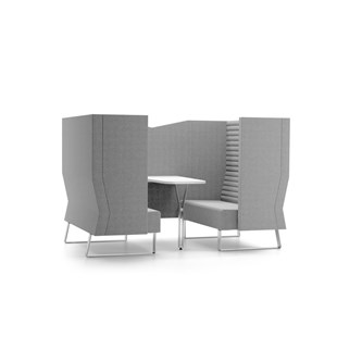 Mr Box Meeting Point Highback 2-pers. sofa, sølv medestel