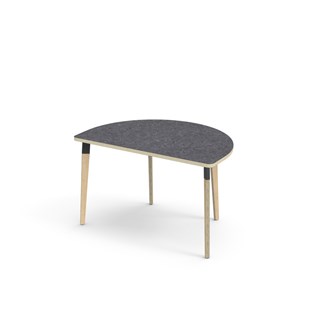 Grow bord linoleum halvrundt 120-80 cm sort manchet