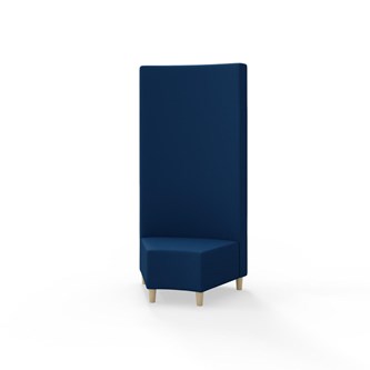 Snake hjørnemodul 45 grader med træben, høj ryg sh 37,5