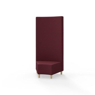 Snake hjørnemodul 45 grader med træben, høj ryg sh 37,5