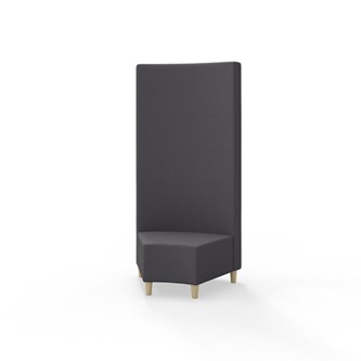 Snake hjørnemodul 45 grader med træben, høj ryg sh 37,5