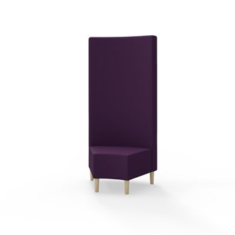 Snake hjørnemodul 45 grader med træben, høj ryg sh 43