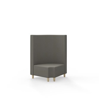 Snake hjørnemodul 90 grader R 12 rund med træben, mellemhøj ryg sh 37,5