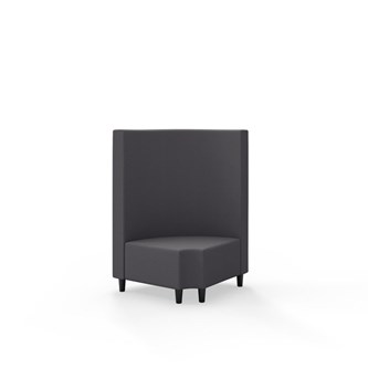 Snake hjørnemodul 90 grader R 12 rund med træben, mellemhøj ryg sh 37,5