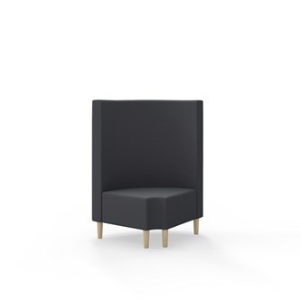 Snake hjørnemodul 90 grader R 12 rund med træben, mellemhøj ryg sh 43