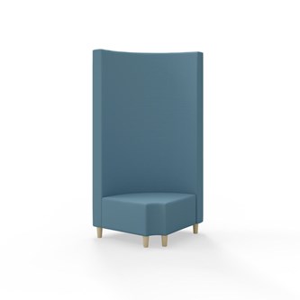 Snake hjørnemodul 90 grader R 12 rund med træben, høj ryg sh 37,5