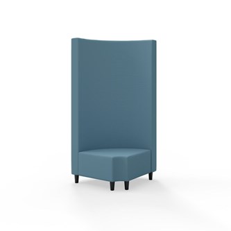 Snake hjørnemodul 90 grader R 12 rund med træben, høj ryg sh 37,5