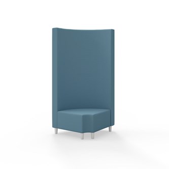 Snake hjørnemodul 90 grader R 12 rund med træben, høj ryg sh 37,5