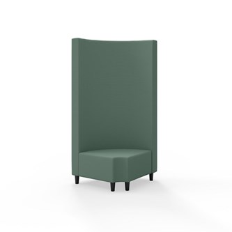 Snake hjørnemodul 90 grader R 12 rund med træben, høj ryg sh 37,5