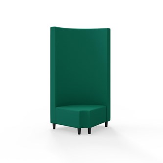 Snake hjørnemodul 90 grader R 12 rund med træben, høj ryg sh 37,5