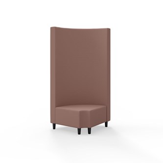 Snake hjørnemodul 90 grader R 12 rund med træben, høj ryg sh 37,5