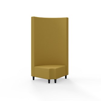 Snake hjørnemodul 90 grader R 12 rund med træben, høj ryg sh 37,5