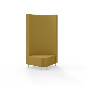 Snake hjørnemodul 90 grader R 12 rund med træben, høj ryg sh 37,5