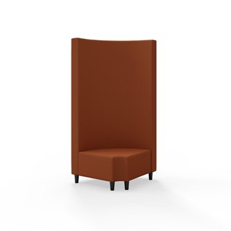 Snake hjørnemodul 90 grader R 12 rund med træben, høj ryg sh 37,5