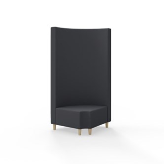 Snake hjørnemodul 90 grader R 12 rund med træben, høj ryg sh 37,5