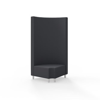 Snake hjørnemodul 90 grader R 12 rund med træben, høj ryg sh 37,5