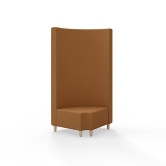 Snake hjørnemodul 90 grader R 12 rund med træben, høj ryg sh 37,5