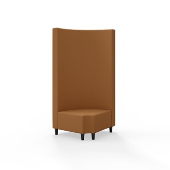 Snake hjørnemodul 90 grader R 12 rund med træben, høj ryg sh 37,5