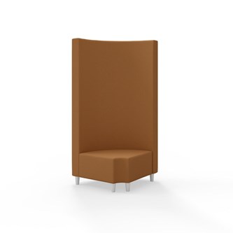 Snake hjørnemodul 90 grader R 12 rund med træben, høj ryg sh 37,5