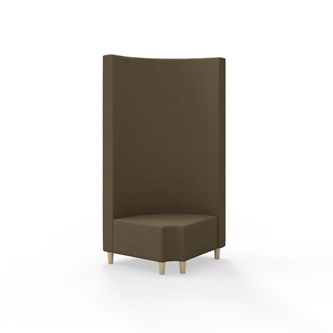 Snake hjørnemodul 90 grader R 12 rund med træben, høj ryg sh 37,5