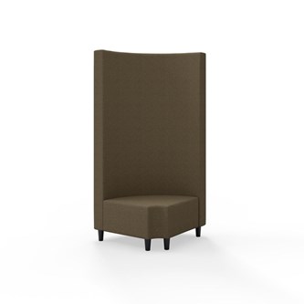 Snake hjørnemodul 90 grader R 12 rund med træben, høj ryg sh 37,5