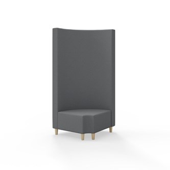 Snake hjørnemodul 90 grader R 12 rund med træben, høj ryg sh 37,5