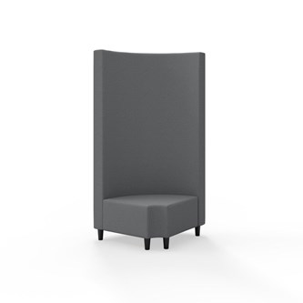 Snake hjørnemodul 90 grader R 12 rund med træben, høj ryg sh 37,5