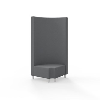 Snake hjørnemodul 90 grader R 12 rund med træben, høj ryg sh 37,5