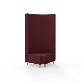 Snake hjørnemodul 90 grader R 12 rund med træben, høj ryg sh 37,5