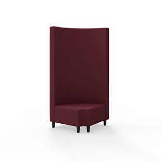 Snake hjørnemodul 90 grader R 12 rund med træben, høj ryg sh 37,5