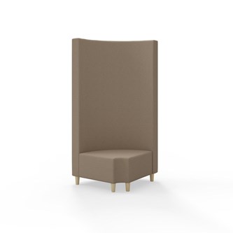 Snake hjørnemodul 90 grader R 12 rund med træben, høj ryg sh 37,5