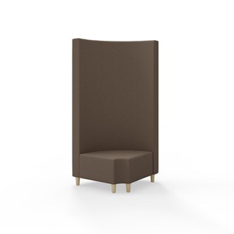 Snake hjørnemodul 90 grader R 12 rund med træben, høj ryg sh 37,5