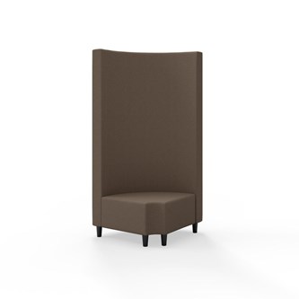 Snake hjørnemodul 90 grader R 12 rund med træben, høj ryg sh 37,5