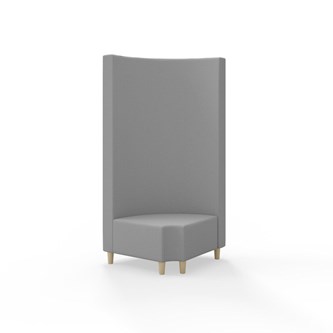 Snake hjørnemodul 90 grader R 12 rund med træben, høj ryg sh 37,5