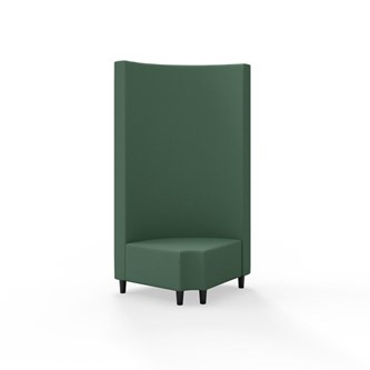 Snake hjørnemodul 90 grader R 12 rund med træben, høj ryg sh 37,5