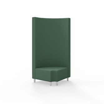 Snake hjørnemodul 90 grader R 12 rund med træben, høj ryg sh 37,5