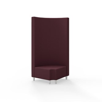 Snake hjørnemodul 90 grader R 12 rund med træben, høj ryg sh 37,5