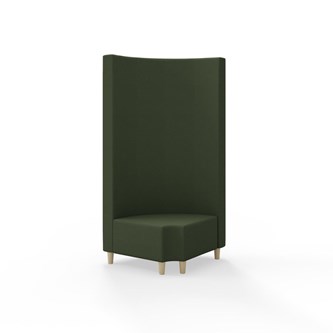 Snake hjørnemodul 90 grader R 12 rund med træben, høj ryg sh 37,5