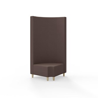 Snake hjørnemodul 90 grader R 12 rund med træben, høj ryg sh 37,5