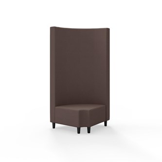 Snake hjørnemodul 90 grader R 12 rund med træben, høj ryg sh 37,5