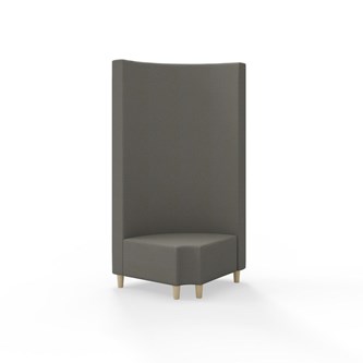 Snake hjørnemodul 90 grader R 12 rund med træben, høj ryg sh 37,5