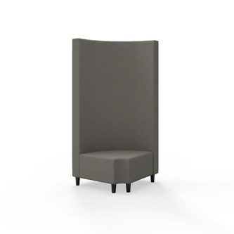 Snake hjørnemodul 90 grader R 12 rund med træben, høj ryg sh 37,5