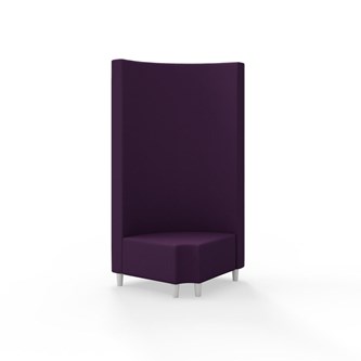 Snake hjørnemodul 90 grader R 12 rund med træben, høj ryg sh 37,5