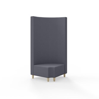 Snake hjørnemodul 90 grader R 12 rund med træben, høj ryg sh 37,5