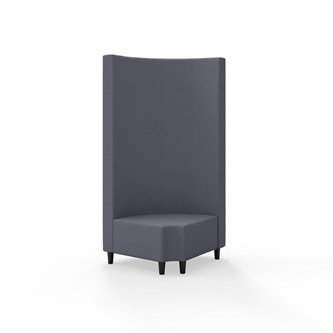 Snake hjørnemodul 90 grader R 12 rund med træben, høj ryg sh 37,5